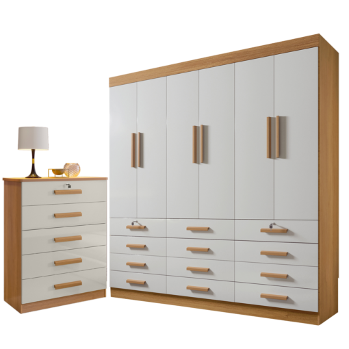 GUARDA-ROUPA 6 PORTAS MÔNACO + CÔMODA IPANEMA – D’DORO MÓVEIS