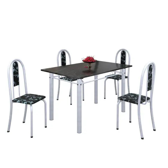 Conjunto Mesa Tubular 1,20 Soma C/ 4 Cadeiras Grossas - Tampo Granito