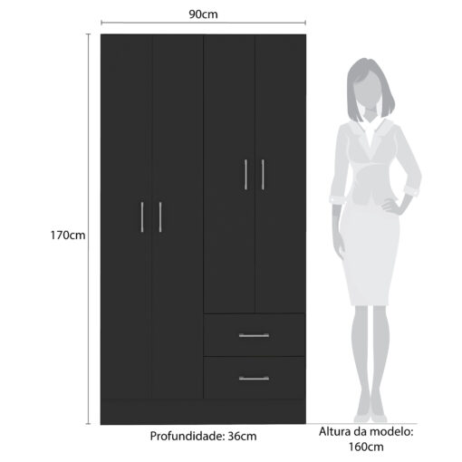 GUARDA-ROUPA 4 PORTAS PANAMÁ 4002 0,90M - FELLICCI
