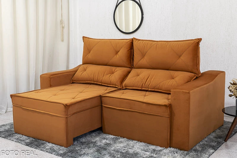 Sofá Retrátil e Reclinável Moscou Veludo 2.00m