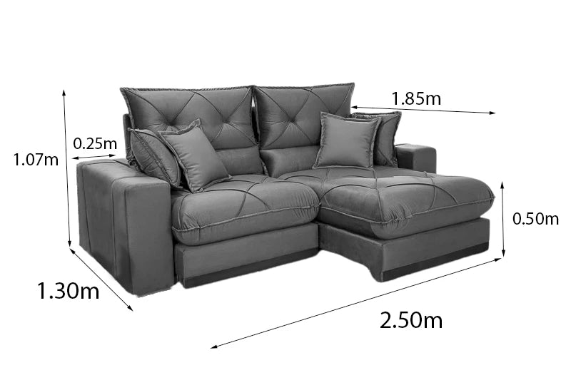 Sofá Retrátil Reclinável Gran Bello 2,50m Veludo – D33 E Molas Ensacadas