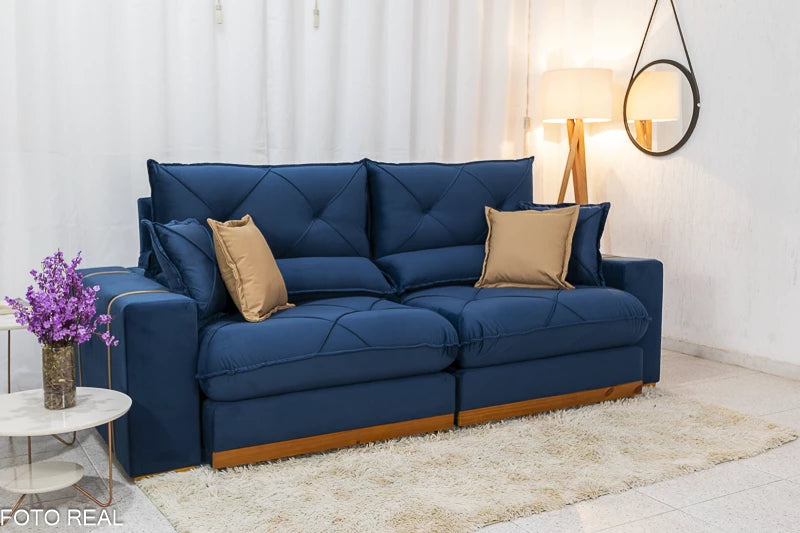 Sofá Retrátil Reclinável Gran Bello 2,50m Veludo – D33 E Molas Ensacadas
