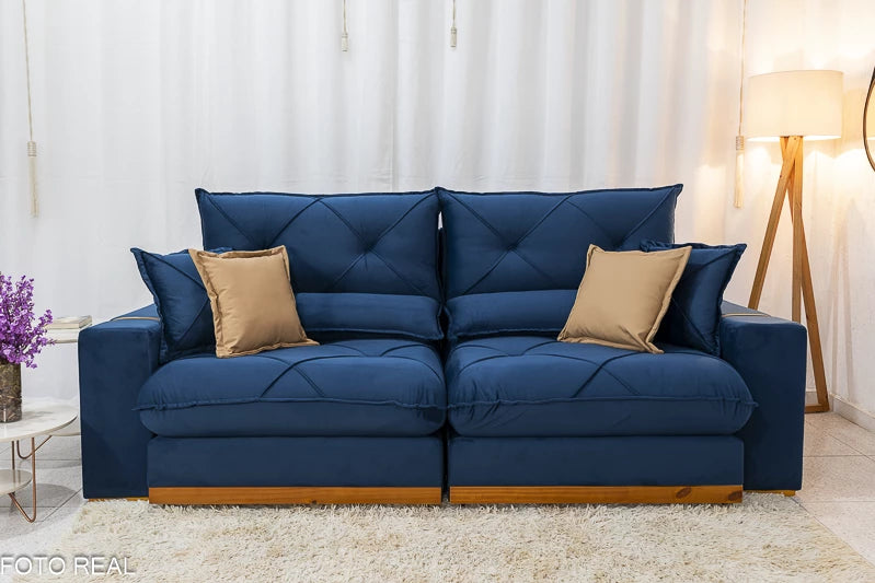 Sofá Retrátil Reclinável Gran Bello 2,50m Veludo – D33 E Molas Ensacadas