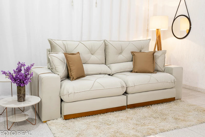 Sofá Retrátil Reclinável Gran Bello 2,50m Veludo – D33 E Molas Ensacadas