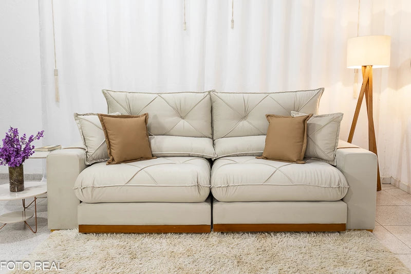 Sofá Retrátil Reclinável Gran Bello 2,50m Veludo – D33 E Molas Ensacadas