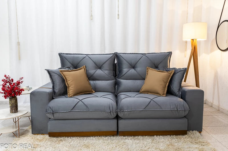 Sofá Retrátil Reclinável Gran Bello 2,50m Veludo – D33 E Molas Ensacadas