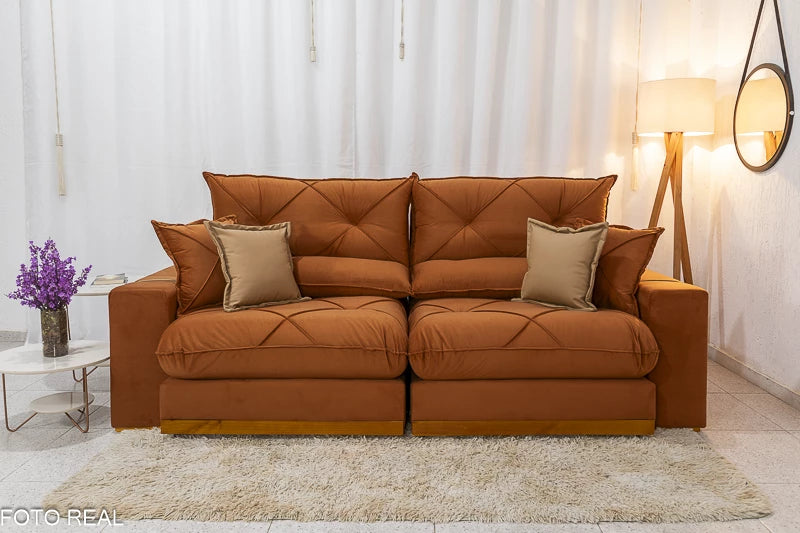 Sofá Retrátil Reclinável Gran Bello 2,50m Veludo – D33 E Molas Ensacadas