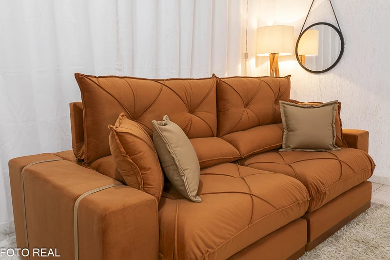 Sofá Retrátil Reclinável Gran Bello 2,50m Veludo – D33 E Molas Ensacadas