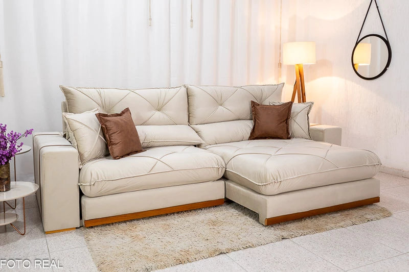 Sofá Retrátil Reclinável Gran Bello 2,90m Veludo – D33 E Molas Ensacadas