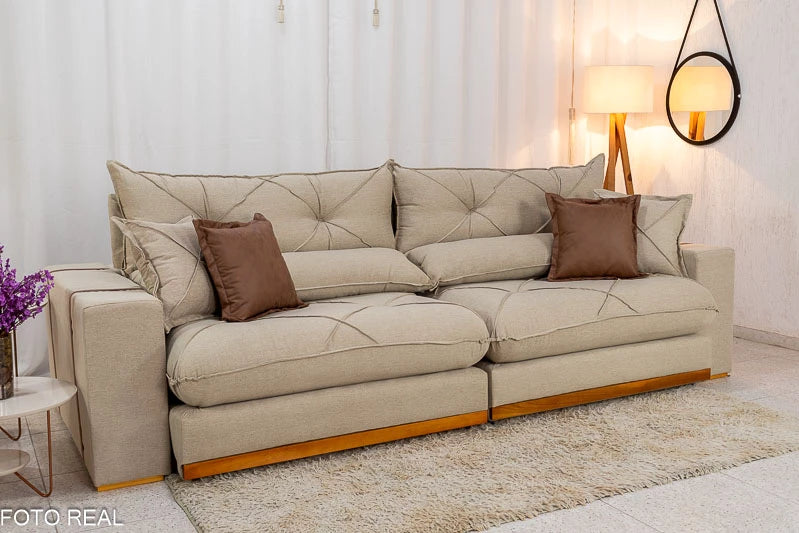 Sofá Retrátil Reclinável Gran Bello 2,90m Linho – D33 e Molas Ensacadas