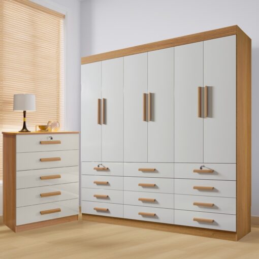 GUARDA-ROUPA 6 PORTAS MÔNACO + CÔMODA IPANEMA  – D’DORO MÓVEIS