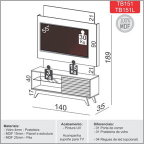 HOME ATÉ 55″ UNICKE TB151L – DALLA COSTA
