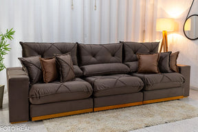 SOFÁ RETRÁTIL RECLINÁVEL GRAN BELLO 3.20M VELUDO - MOLAS ENSACADAS