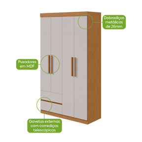 GUARDA-ROUPA 4 PORTAS ZEUS 1,19 M – LOPAS