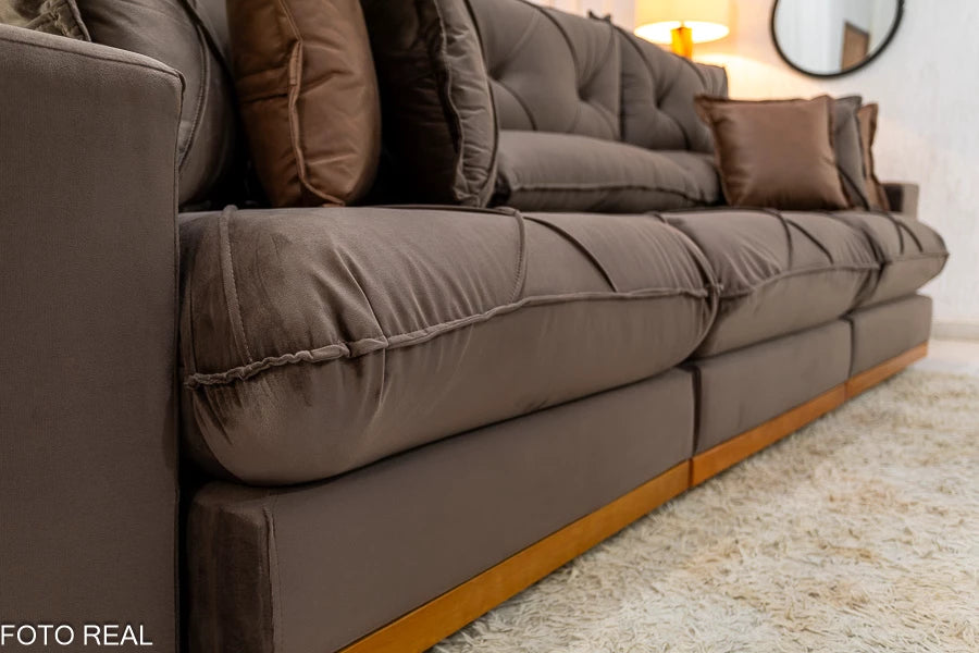 SOFÁ RETRÁTIL RECLINÁVEL GRAN BELLO 3.20M VELUDO - MOLAS ENSACADAS