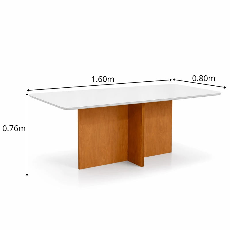 MESA DE JANTAR MOSCOU 160X80 VIDRO OFF/BASE CINAMOMO + 6 CAD. LONDRES VELUDO MADEIRA MINAS PLAC