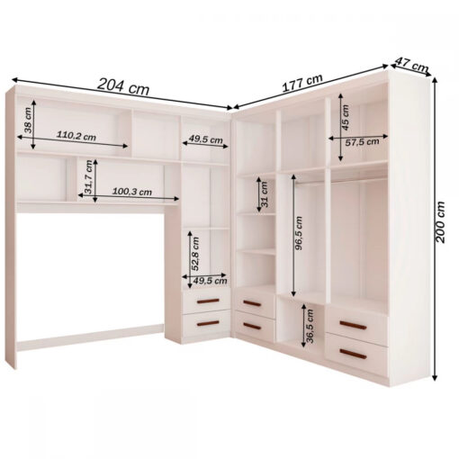 MODULADO 4 PORTAS + GUARDA-ROUPA 6 PORTAS HÉRCULES (SEM ESPELHO) – CARIOCA MÓVEIS