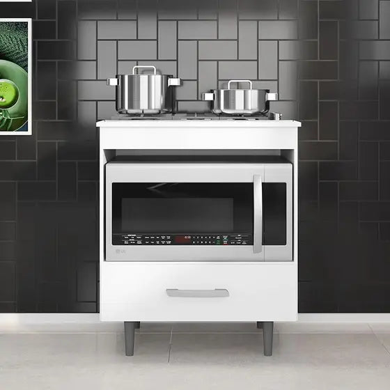 BALCÃO ALECRIM PARA COOKTOP 4 BOCAS E FORNO  1 GAVETA – POLIMAN