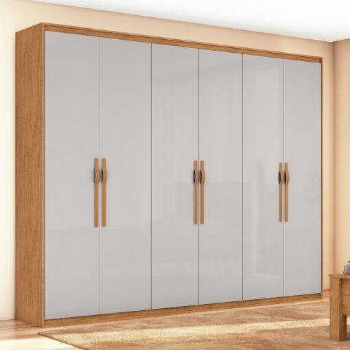 GUARDA-ROUPA 6 PORTAS SUAVITÁ 2,70 M AMÊNDOA CLEAN – LOPAS