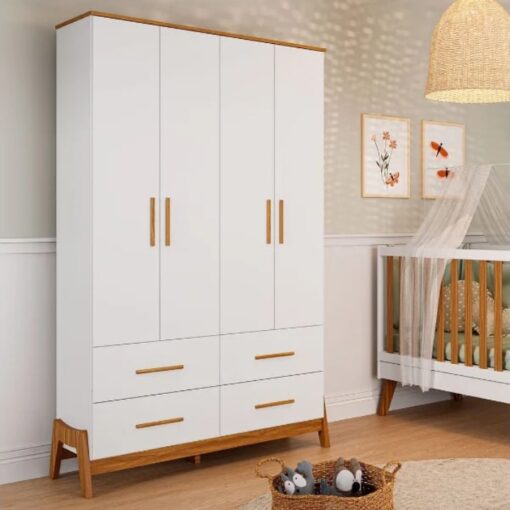 GUARDA-ROUPA 4 PORTAS GUTI RETRÔ  – PEROBA MÓVEIS