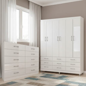 GUARDA-ROUPA 6 PORTAS PARATY + CÔMODA 10 GAVETAS CARIBE  – FELLICCI