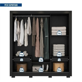 GUARDA-ROUPA 3 PORTAS CHILE 1,914 M – CAEMMUN MOVELARIA