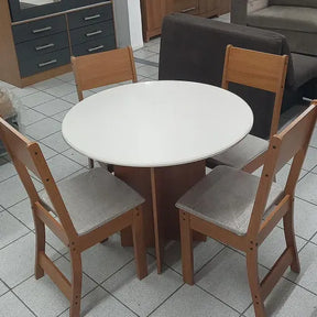 Mesa de Jantar Alice Circular com 4 Cadeiras – Indekes