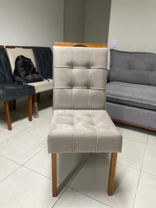 MESA ISIS 1,80m FREIJÓ COM 6 CADEIRAS SOPHIA VELUDO  – LEIFER + WM DECOR