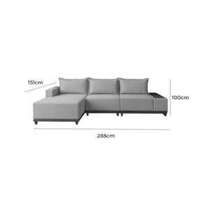 SOFÁ LIVING SUÍÇA 6 LUGARES COM CHAISE 288 CM – LUFER