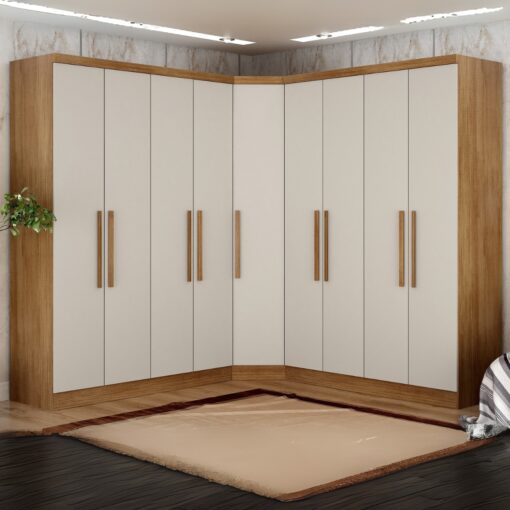 GUARDA-ROUPA MODULADO RIZON 001 (DOIS MÓDULOS 4 PORTAS + UM MÓDULO CANTO OBLÍQUO) – NOVO HORIZONTE
