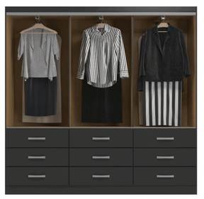 GUARDA ROUPA ISABELA 1.50 C/ 3 PORTAS E 9 GAVETAS E ESPELHO – EVIDÊNCIA
