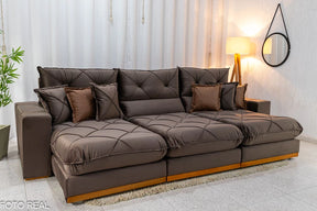 SOFÁ RETRÁTIL RECLINÁVEL GRAN BELLO 3.20M VELUDO - MOLAS ENSACADAS