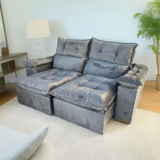 SOFÁ RETRÁTIL E RECLINÁVEL IMPERIAL 2,00 M VELUDO – IMPERIAL DECOR