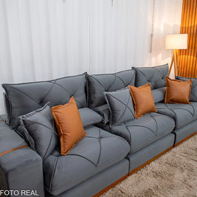 SOFÁ RETRÁTIL RECLINÁVEL GRAN BELLO 3.20M VELUDO - MOLAS ENSACADAS