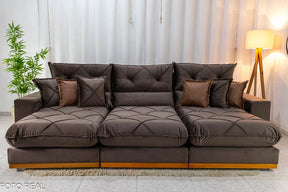 SOFÁ RETRÁTIL RECLINÁVEL GRAN BELLO 3.20M VELUDO - MOLAS ENSACADAS