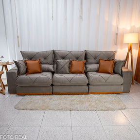 SOFÁ RETRÁTIL RECLINÁVEL GRAN BELLO 3.20M VELUDO - MOLAS ENSACADAS