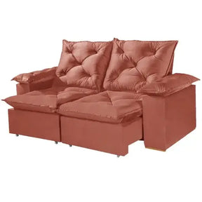 SOFÁ PORTO MADERO 3 LUGARES RETRÁTIL E RECLINÁVEL 200CM TECIDO VELUDO IMPERIAL DECOR