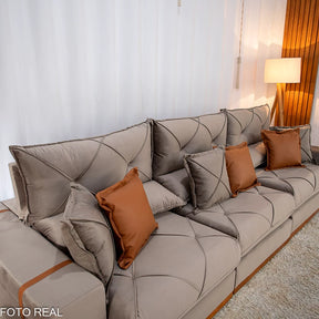 SOFÁ RETRÁTIL RECLINÁVEL GRAN BELLO 3.20M VELUDO - MOLAS ENSACADAS