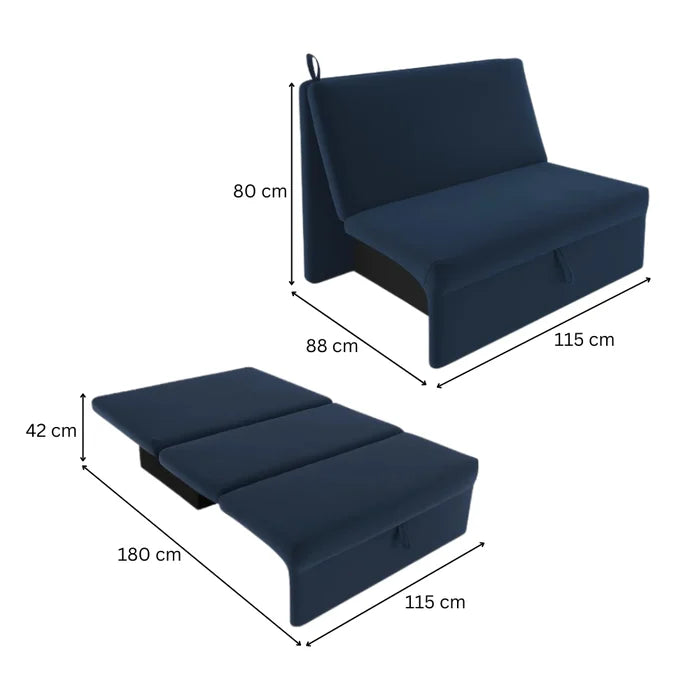 SOFÁ CAMA MALU 2 LUGARES TECIDO SUEDE 115CM