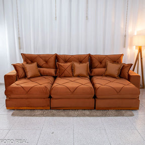 SOFÁ RETRÁTIL RECLINÁVEL GRAN BELLO 3.20M VELUDO - MOLAS ENSACADAS