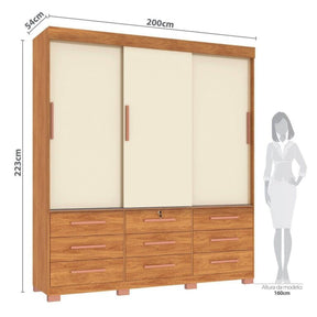 GUARDA-ROUPA 3 PORTAS TORONTO RP1930 2,00 M – FELLICCI