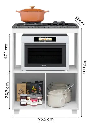 BALCÃO DE COZINHA COOKTOP 5 BOCAS E NICHO PARA FORNO SLIM