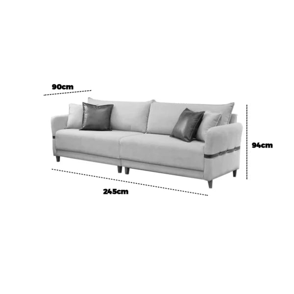 SOFÁ LIVING EM LINHO 245 CM 4 LUGARES – LUFER