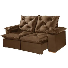 SOFÁ PORTO MADERO 3 LUGARES RETRÁTIL E RECLINÁVEL 200CM TECIDO VELUDO IMPERIAL DECOR