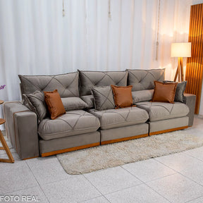 SOFÁ RETRÁTIL RECLINÁVEL GRAN BELLO 3.20M VELUDO - MOLAS ENSACADAS