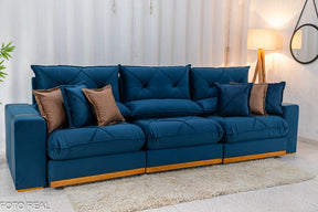 SOFÁ RETRÁTIL RECLINÁVEL GRAN BELLO 3.20M VELUDO - MOLAS ENSACADAS