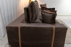 SOFÁ RETRÁTIL RECLINÁVEL GRAN BELLO 3.20M VELUDO - MOLAS ENSACADAS