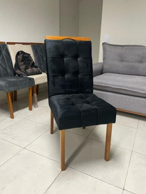 MESA ISIS 1,80m FREIJÓ COM 6 CADEIRAS SOPHIA VELUDO  – LEIFER + WM DECOR