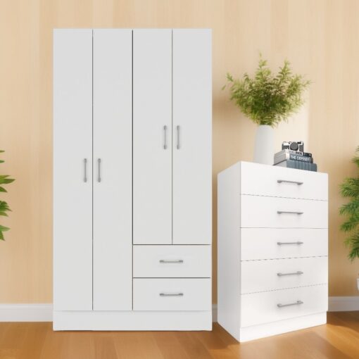 GUARDA-ROUPA 4 PORTAS PANAMÁ 4002 + CÔMODA 5 GAVETAS ARUBA  – FELLICCI