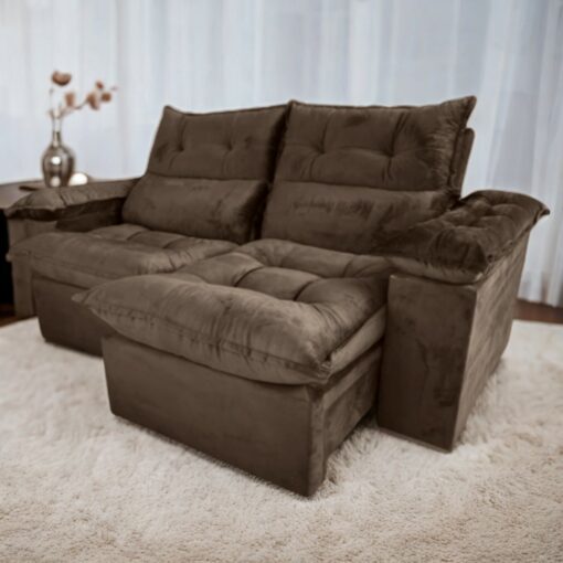 SOFÁ RETRÁTIL E RECLINÁVEL IMPERIAL 2,00 M VELUDO – IMPERIAL DECOR